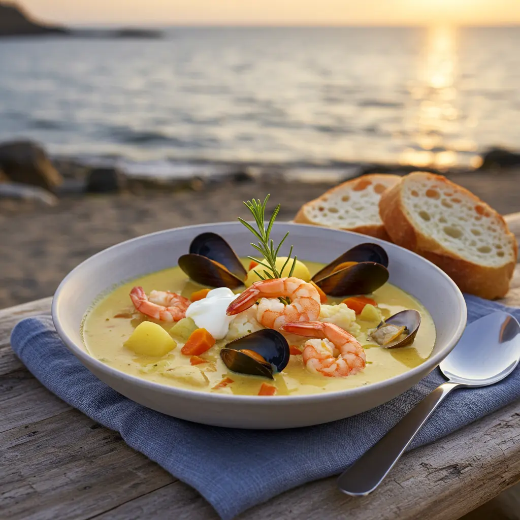 Creamy seafood soup