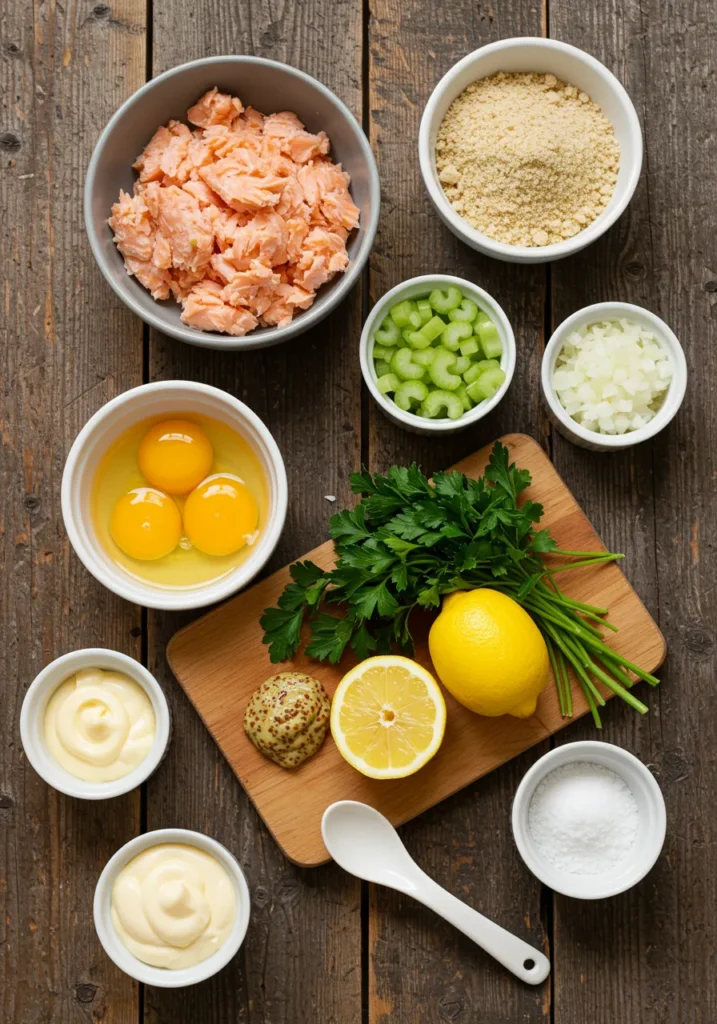 How To Make Juicy & Crispy Salmon Cake Recipe 2 salmon cake recipe ingredients