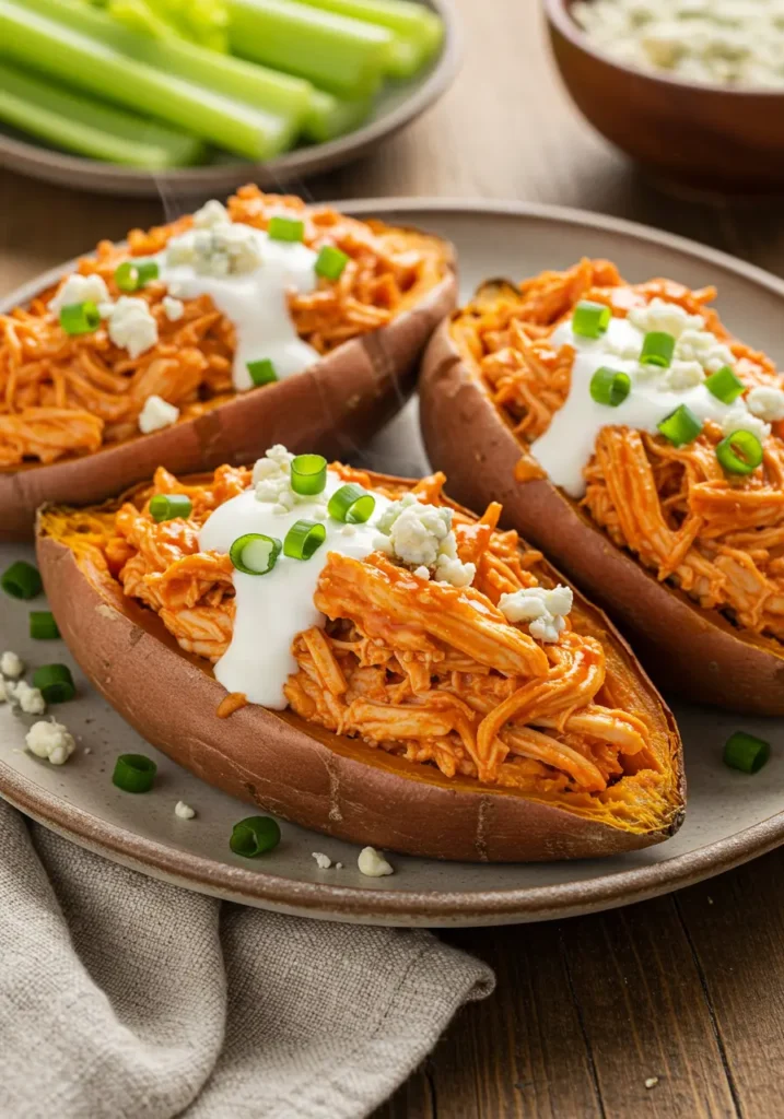 5 Easy High Protein Chicken Recipes for Every Day 3 Spicy Buffalo Chicken Stuffed Sweet Potatoes